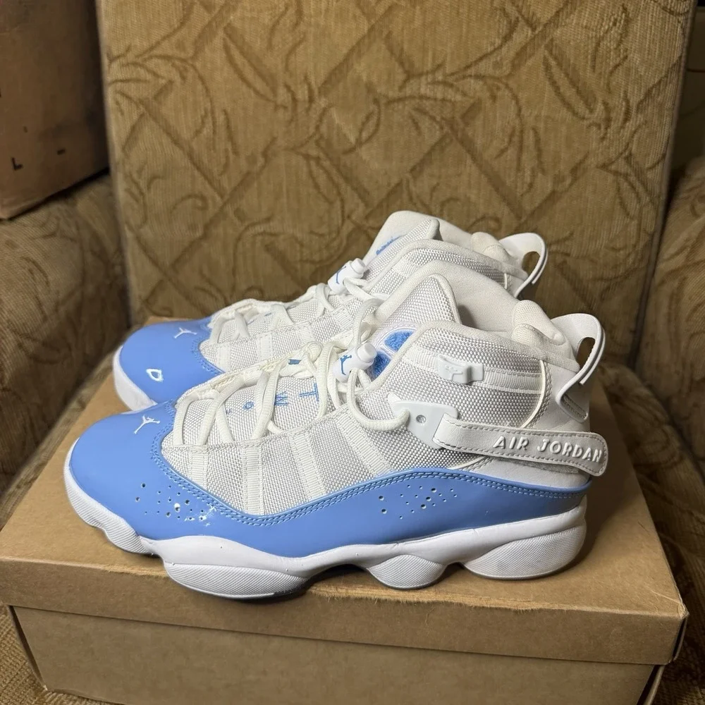 Nike Air Jordan 6 Rings UNC White Blue Ice CW7037-10 Men's Size 8.5 Sneakers